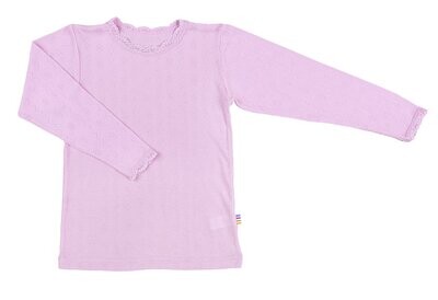 Kinder Shirt lang Arm Ajours Muster Wolle/Seide rosa