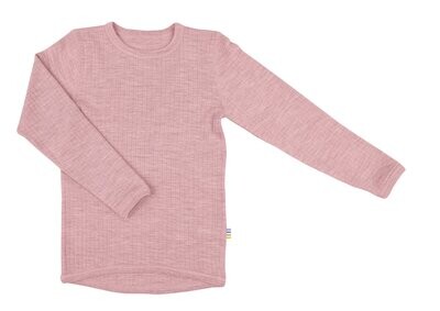 Kinder Shirt lang Arm 100% Wolle rosa
