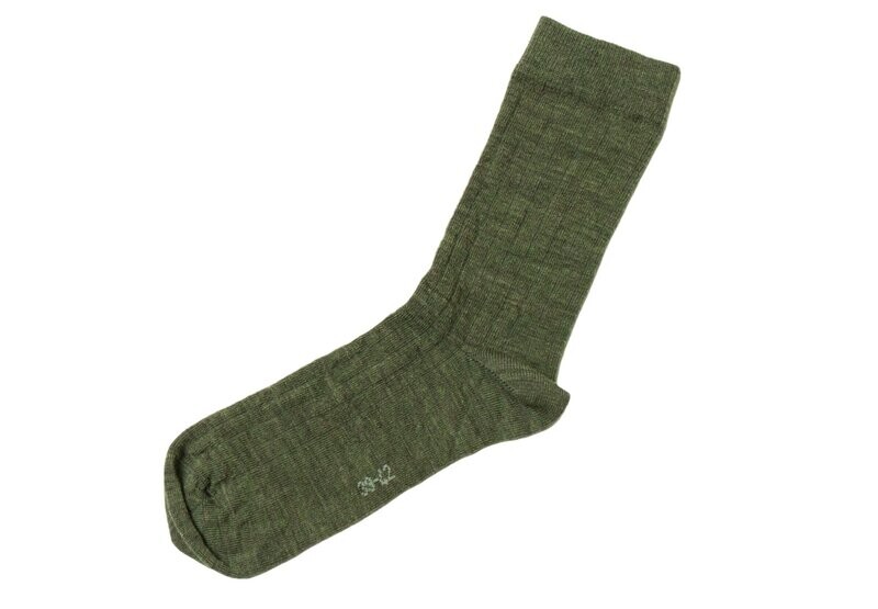 Wollsocken dünn gerippt olive