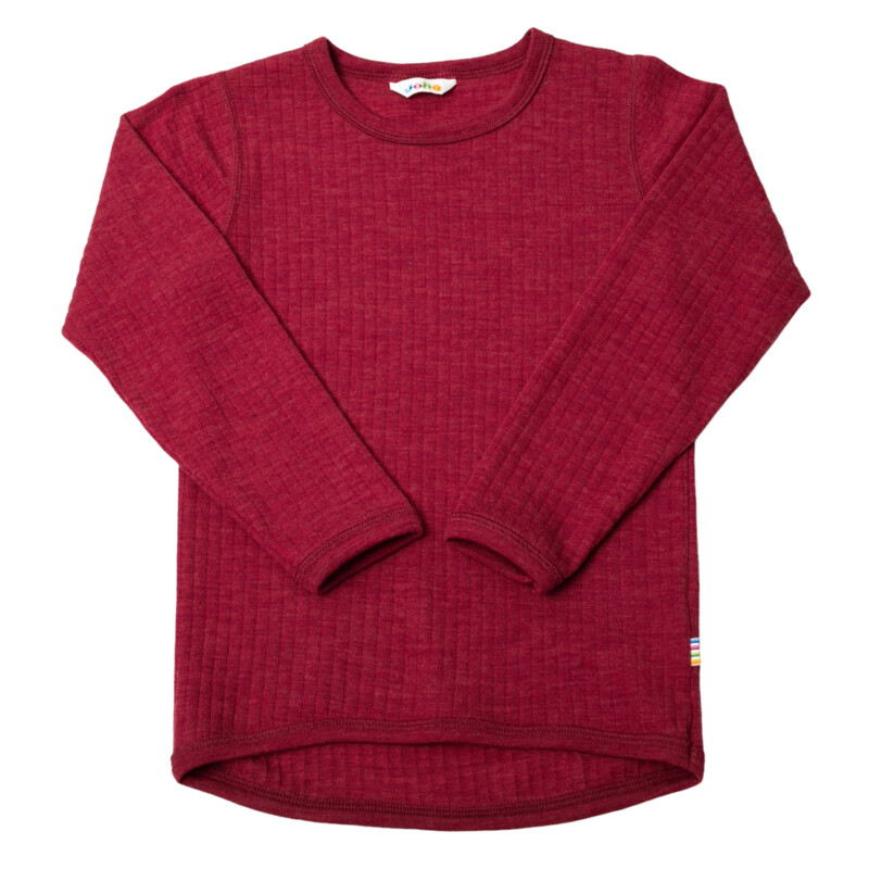 Kinder Shirt lang Arm 100% Wolle rot melange Kinder Shirt lang Arm 100% Wolle rot melange