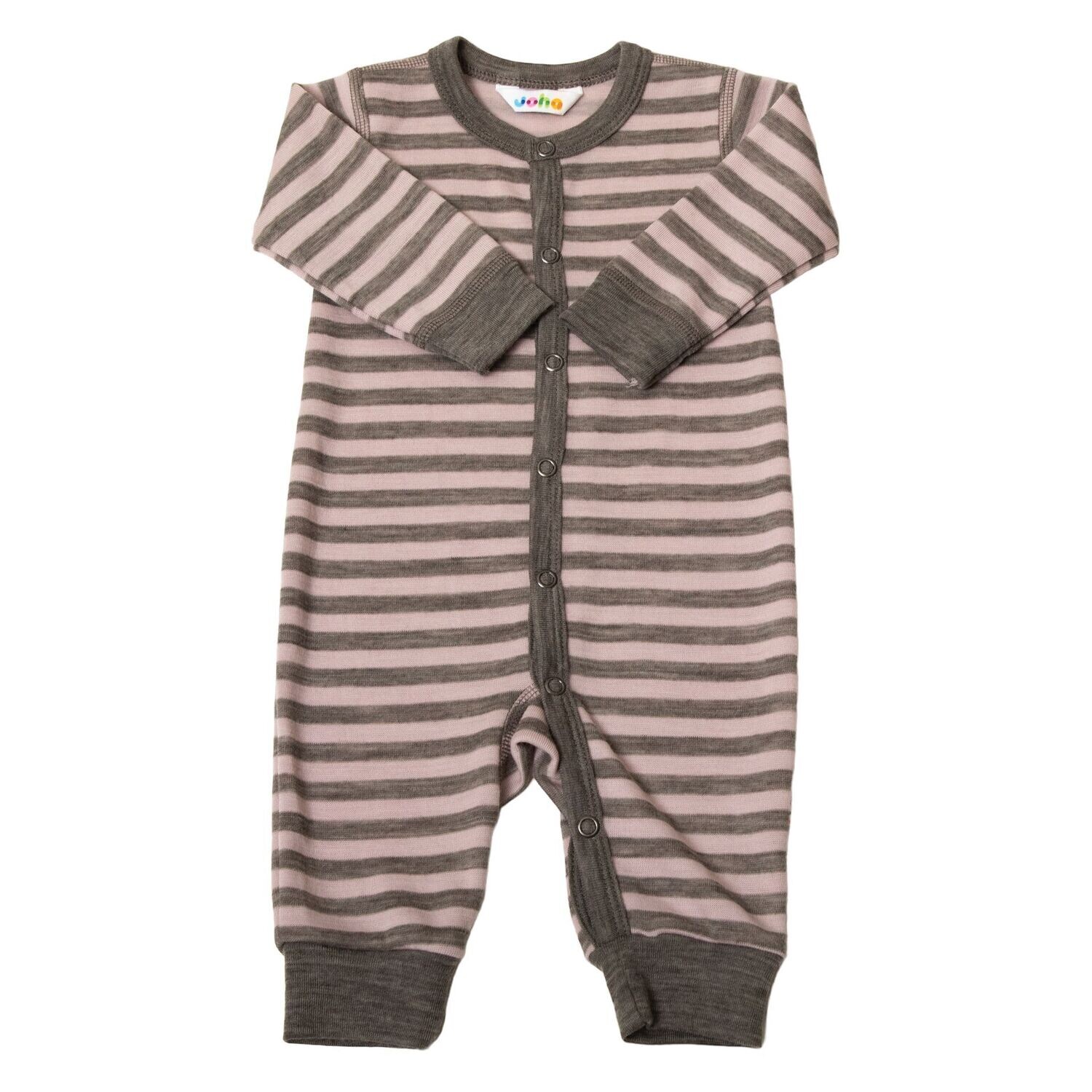 Baby Jumpsuit gestreift Wolle rosa