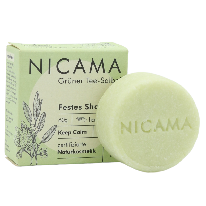 NICAMA - festes Shampoo Grüner Tee - Salbei (50g)