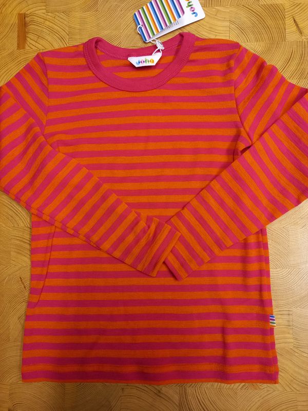 Kinder Shirt gestreift Merinowolle Gr 126/122 Kinder Shirt gestreift Merinowolle Gr 126/122