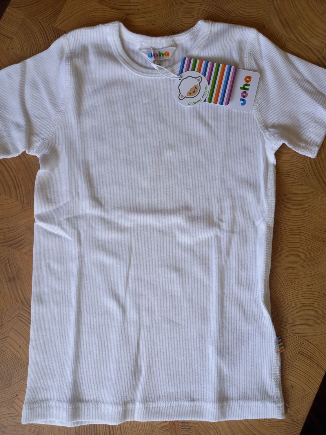 Kinder T-Shirt Baumwolle gerippt weiß Gr 110