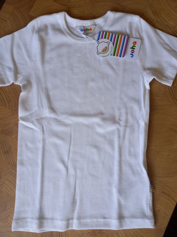Kinder T-Shirt Baumwolle gerippt weiß Gr 110 Kinder T-Shirt Baumwolle gerippt weiß Gr 110