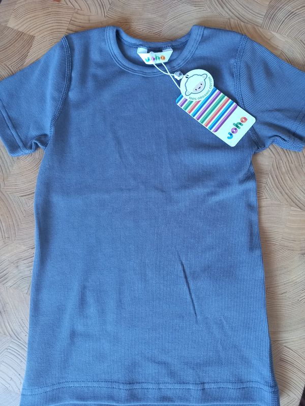 Kinder T-Shirt Baumwolle gerippt grau Gr 110 Kinder T-Shirt Baumwolle gerippt grau Gr 110