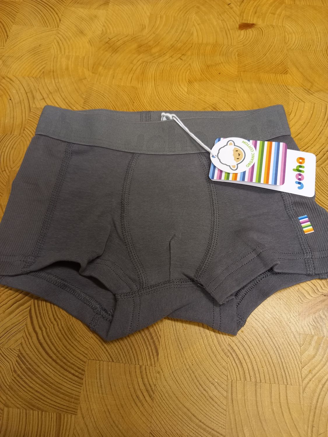 Kinder Boxershorts Baumwolle gerippt grau