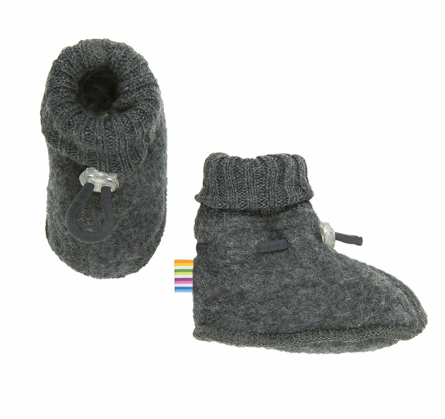 Baby Schühchen Wollfleece 100% Wolle anthrazit