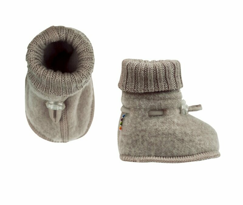 Baby Schühchen Wollfleece 100% Wolle sesam