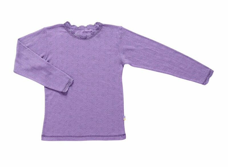 Kinder Shirt lang Arm Ajours Muster Wolle/Seide lila
