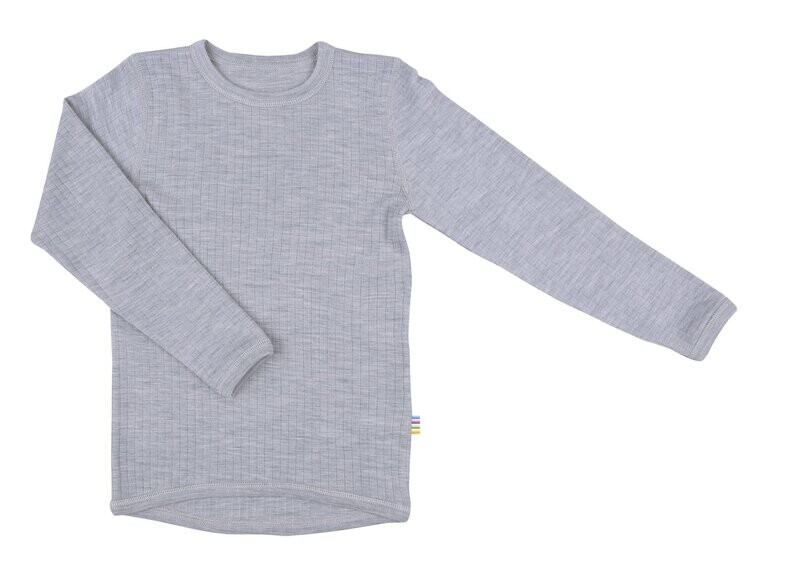 Kinder Shirt lang Arm 100%  Wolle grau