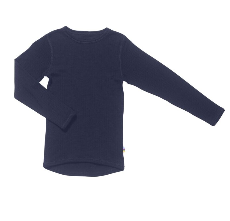 Kinder Shirt lang Arm 100%  Wolle blau