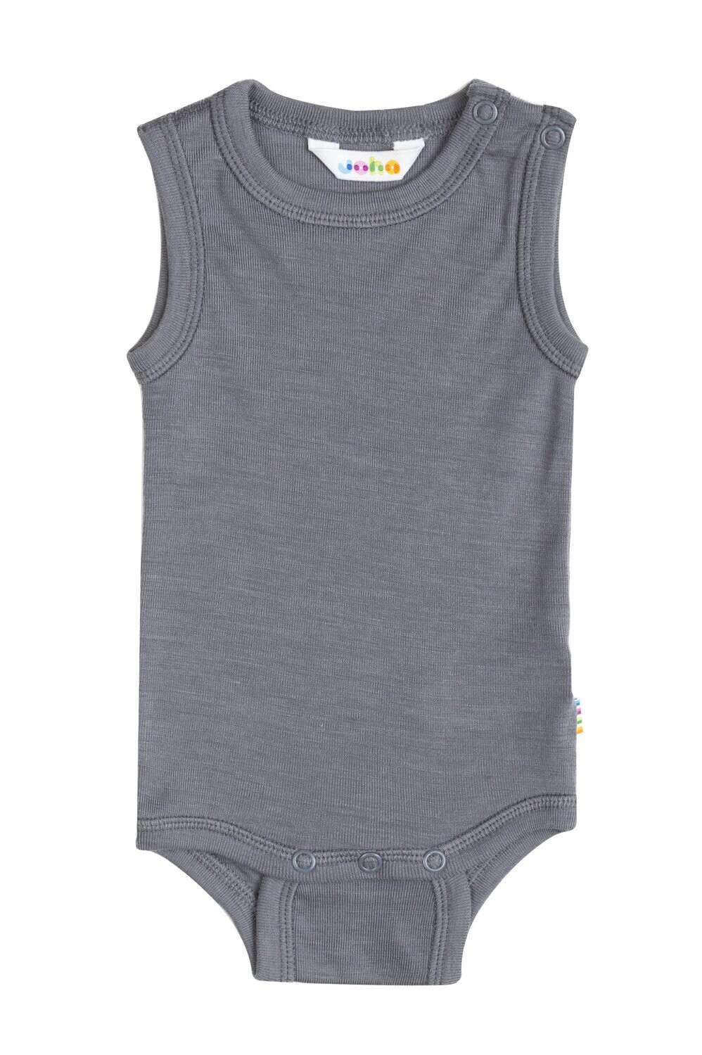 Baby Body ohne Arm Wolle/Seide grau