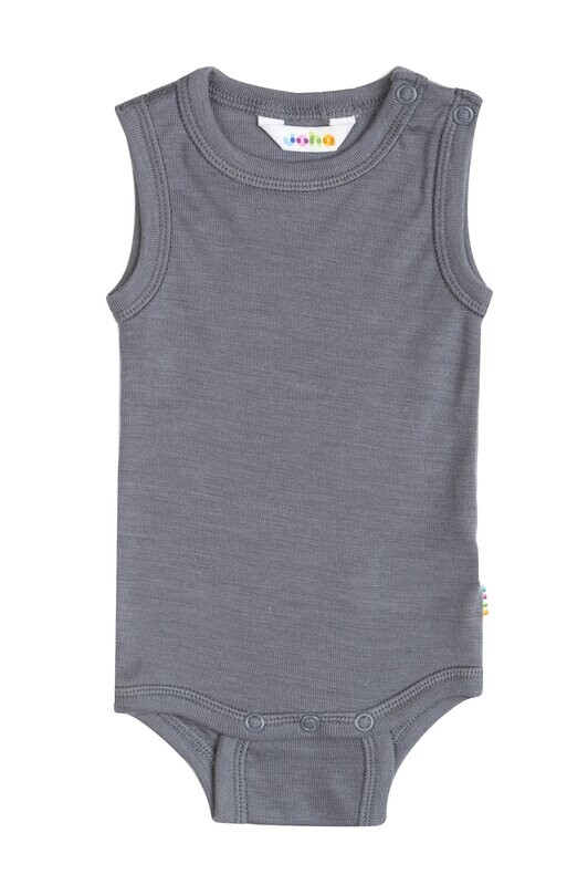 Baby Body ohne Arm Wolle/Seide grau