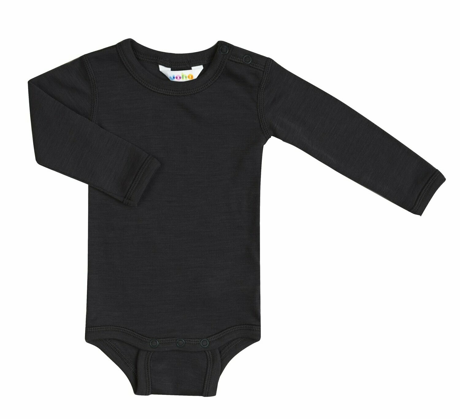 Baby Body lang Arm Wolle/Seide schwarz