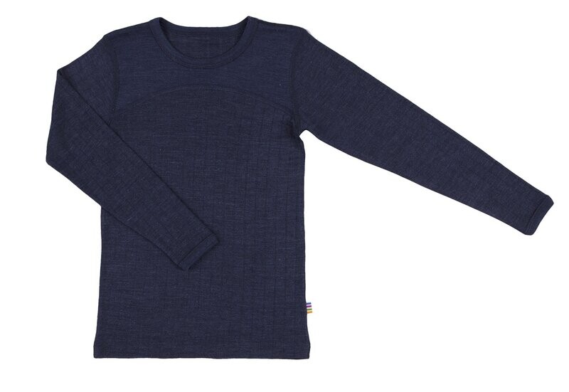 Kinder Shirt lang Arm Wolle/Seide blau
