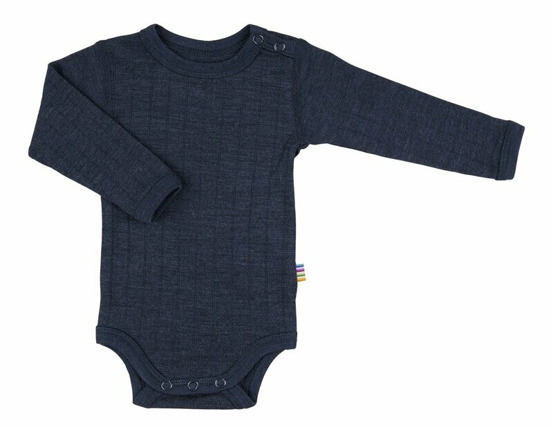 Baby Body lang Arm Wolle/Seide blau