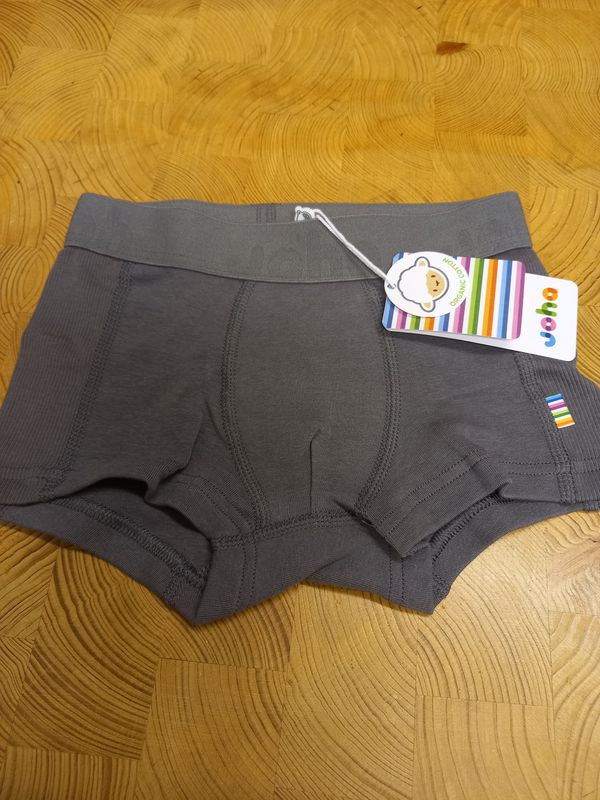 Kinder Boxershorts Baumwolle gerippt grau