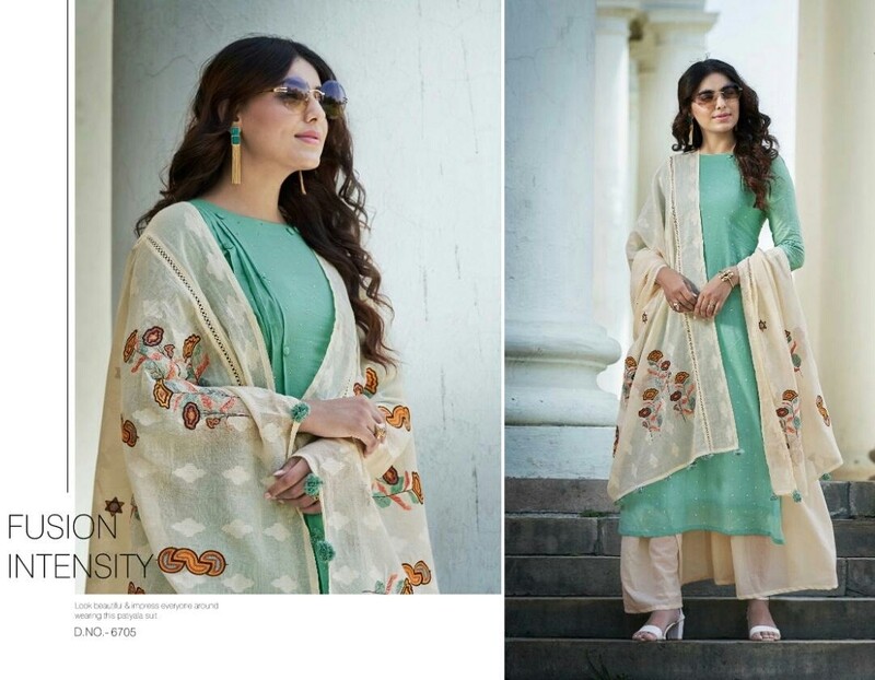 Pure Cotton Top n Bottom, Embroidered dupatta