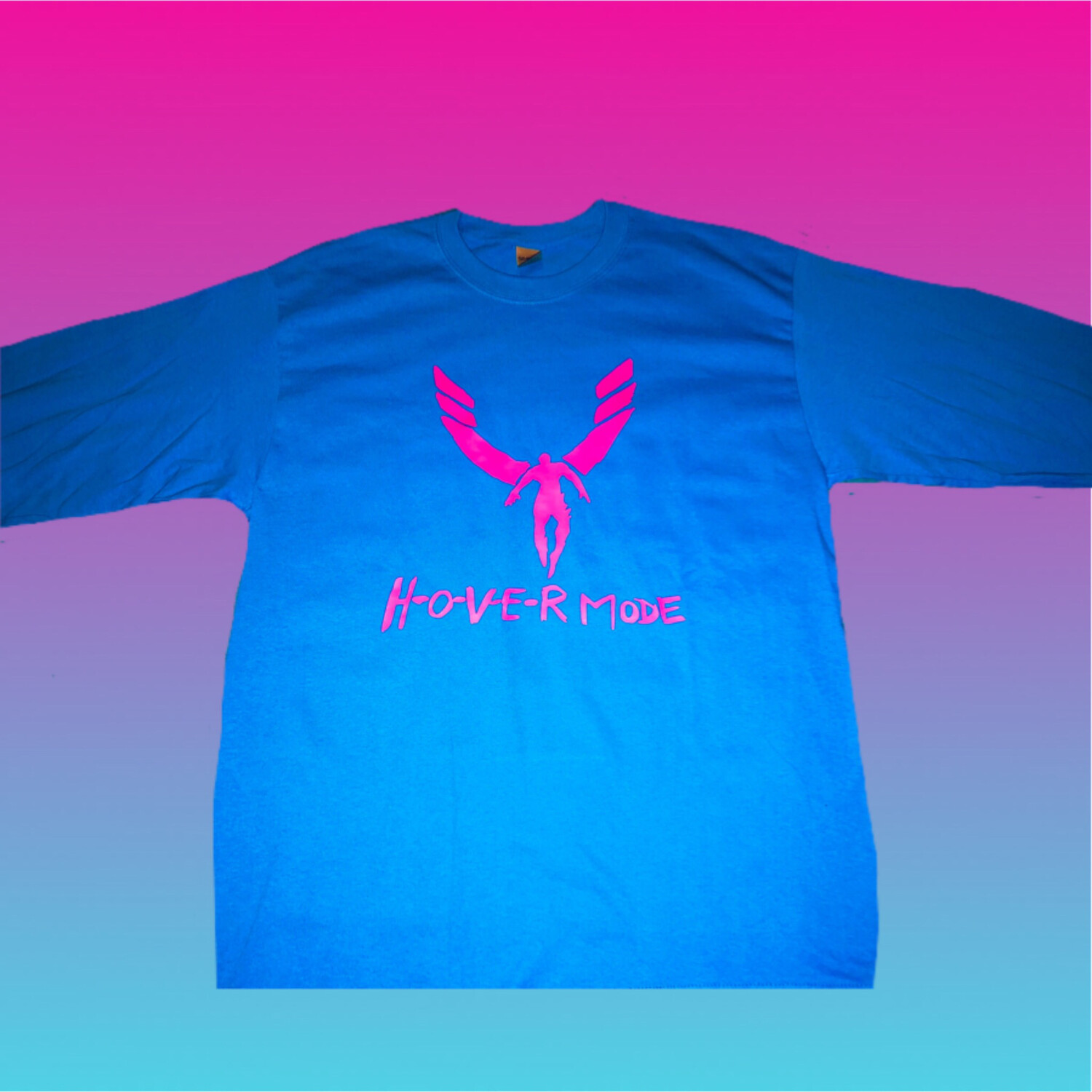 Pink On  Blue Long Sleeve T