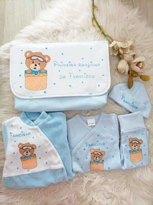 Conjunto primeira roupinha ursinho no balão Conjunto primeira roupinha ursinho no balão