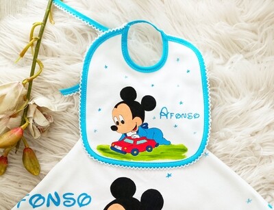 Babete mickey  com carrinho (A)