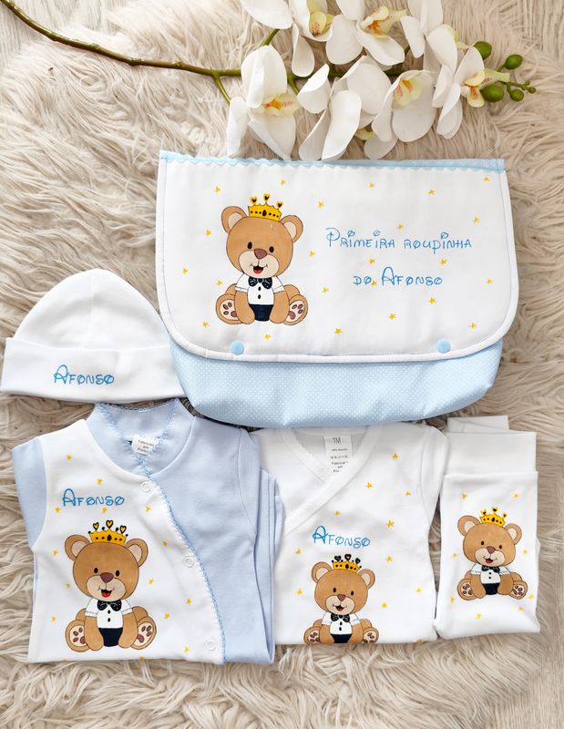 Conjunto primeira roupinha ursinho príncipe