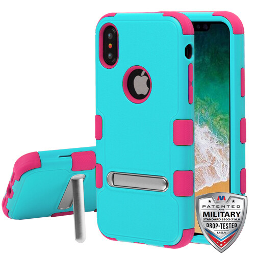 iPhone XS/iPhone X Natural Teal Green/Electric Pink TUFF Hybrid Protector Cover