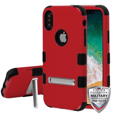 iPhone XS/iPhone X Natural Red/Black TUFF Hybrid Protector Cover With Kickstand