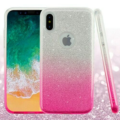 iPhone XS/iPhone X Pink Gradient Glitter Hybrid Protector Cover
