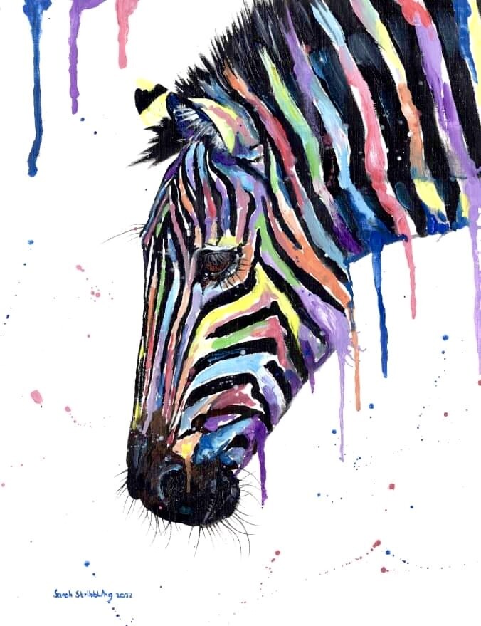 Multicolour zebra oil painting