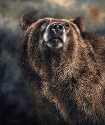 Brown bear oil painting