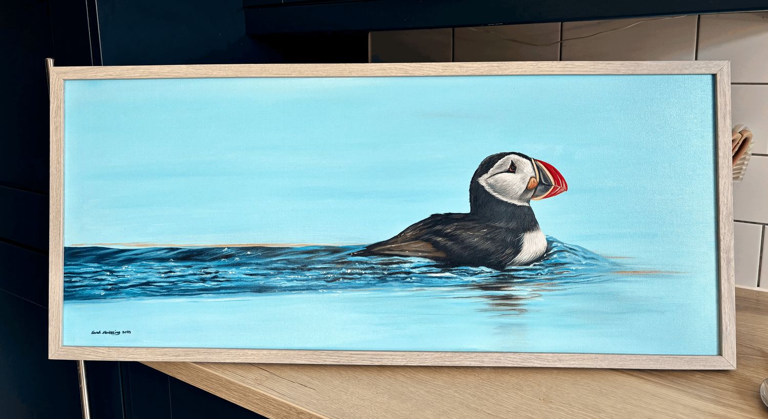 Puffin original oil painting SALE *FREE framed included*