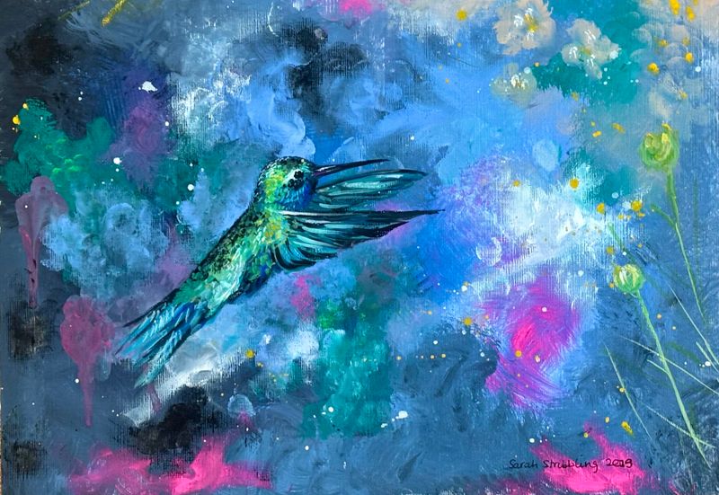 Hummingbird Original Oil Painting Hummingbird Original Oil Painting