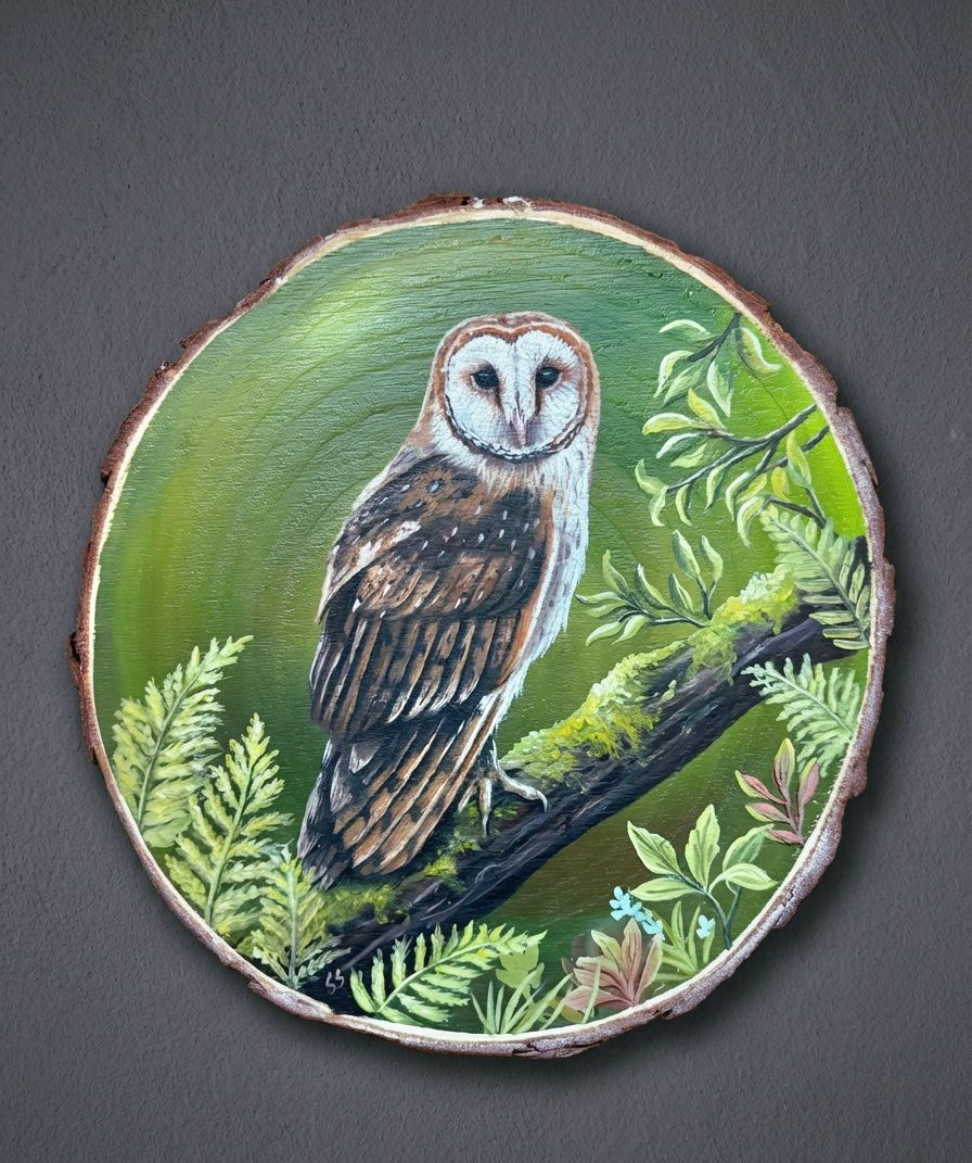 Barn owl original oil painting.