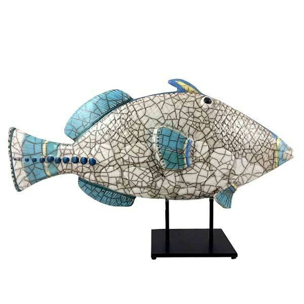 Ceramic Triggerfish P Glazed on stand