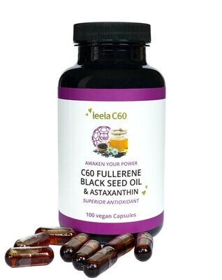 C60 Schwarzkümmelöl-Kapseln +Astaxanthin bio vegan 100 Stk.
