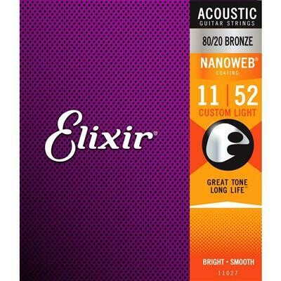 Elixir Acoustic Guitar Strings 80/20 Bronze 11-52 Custom Light (Set)
