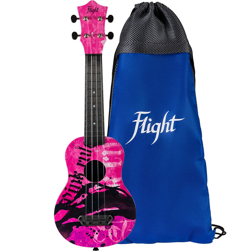 Flight Ultra Soprano Travel Ukulele - Pink Rules (with bag)