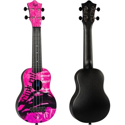 Flight Ultra Soprano Travel Ukulele - Pink Rules (with bag)