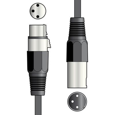 QTX Microphone Lead Male XLR to Female XLR 6m