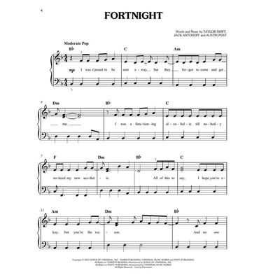 Taylor Swift - The Tortured Poets Department (The Anthology) - Easy Piano