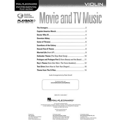 Movie and TV Music for Violin