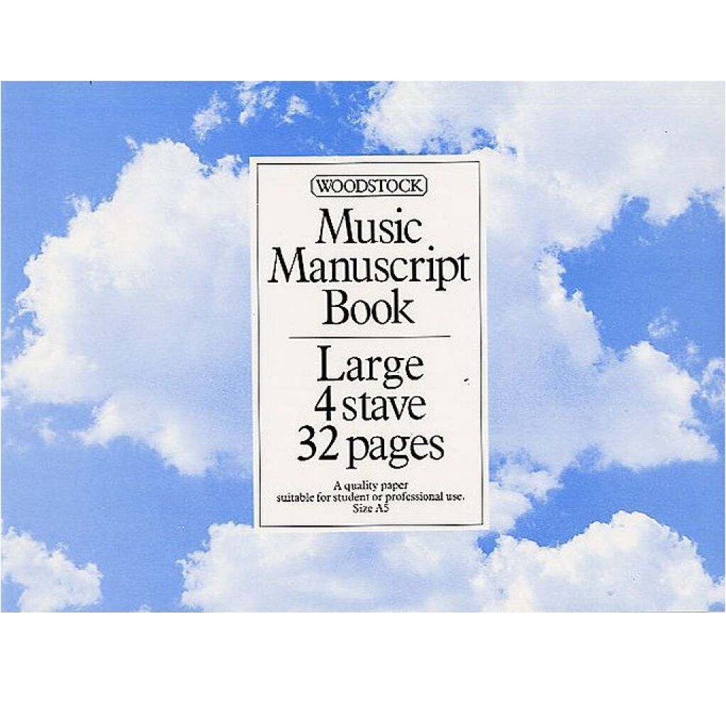 Woodstock Music Manuscript Book: 4 Stave, 32 Pages A5