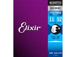 Elixir Acoustic Guitar Strings 80/20 Bronze 11-52 Custom Light (Set)