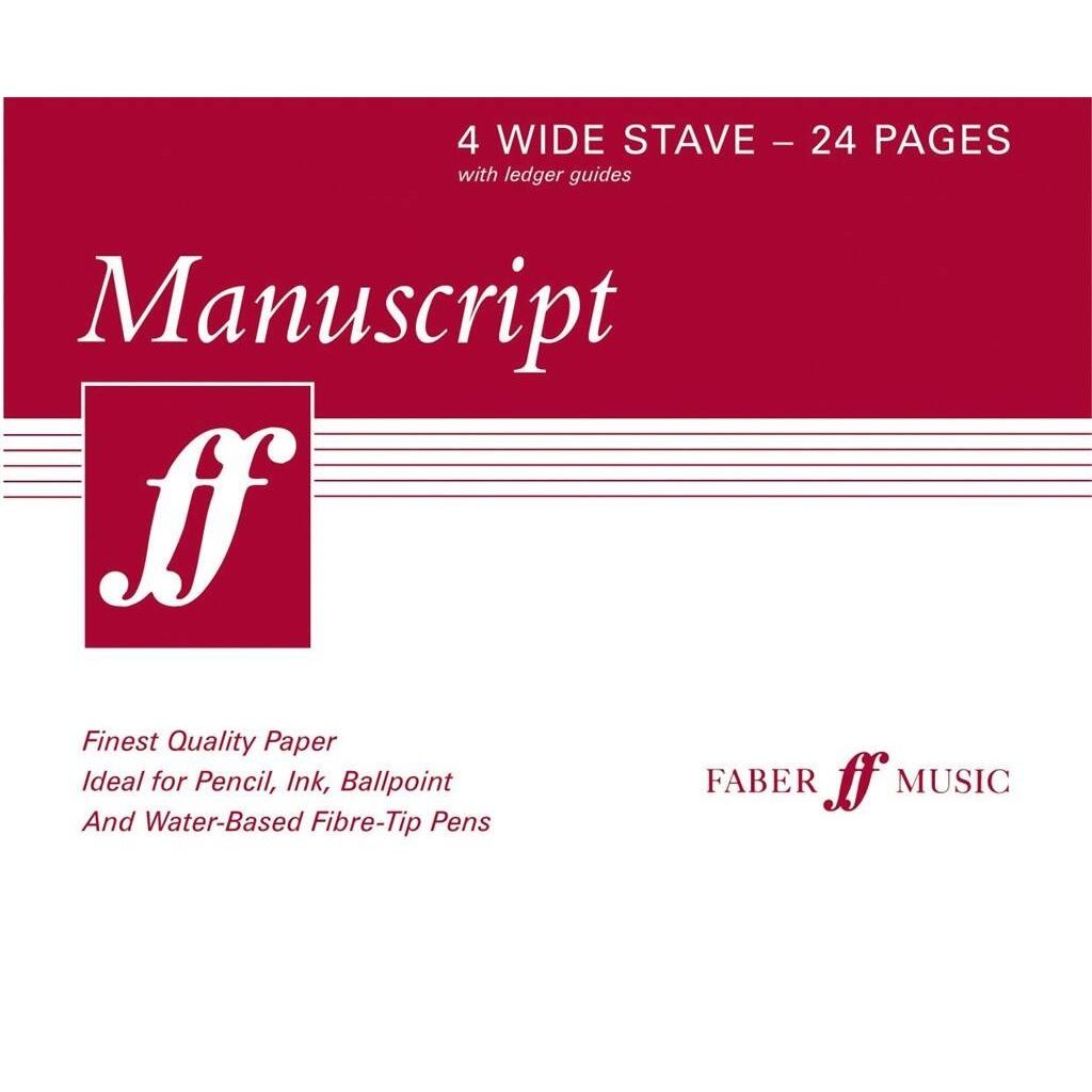 Manuscript Paper, Faber Music - 4 Wide Stave with Ledger Guides and 24 Pages