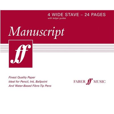 Manuscript Paper, Faber Music - 4 Wide Stave with Ledger Guides and 24 Pages