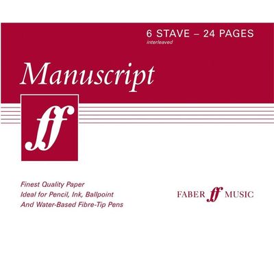 Manuscript Paper, Faber Music - 6 Stave Interleaved and 24 Pages