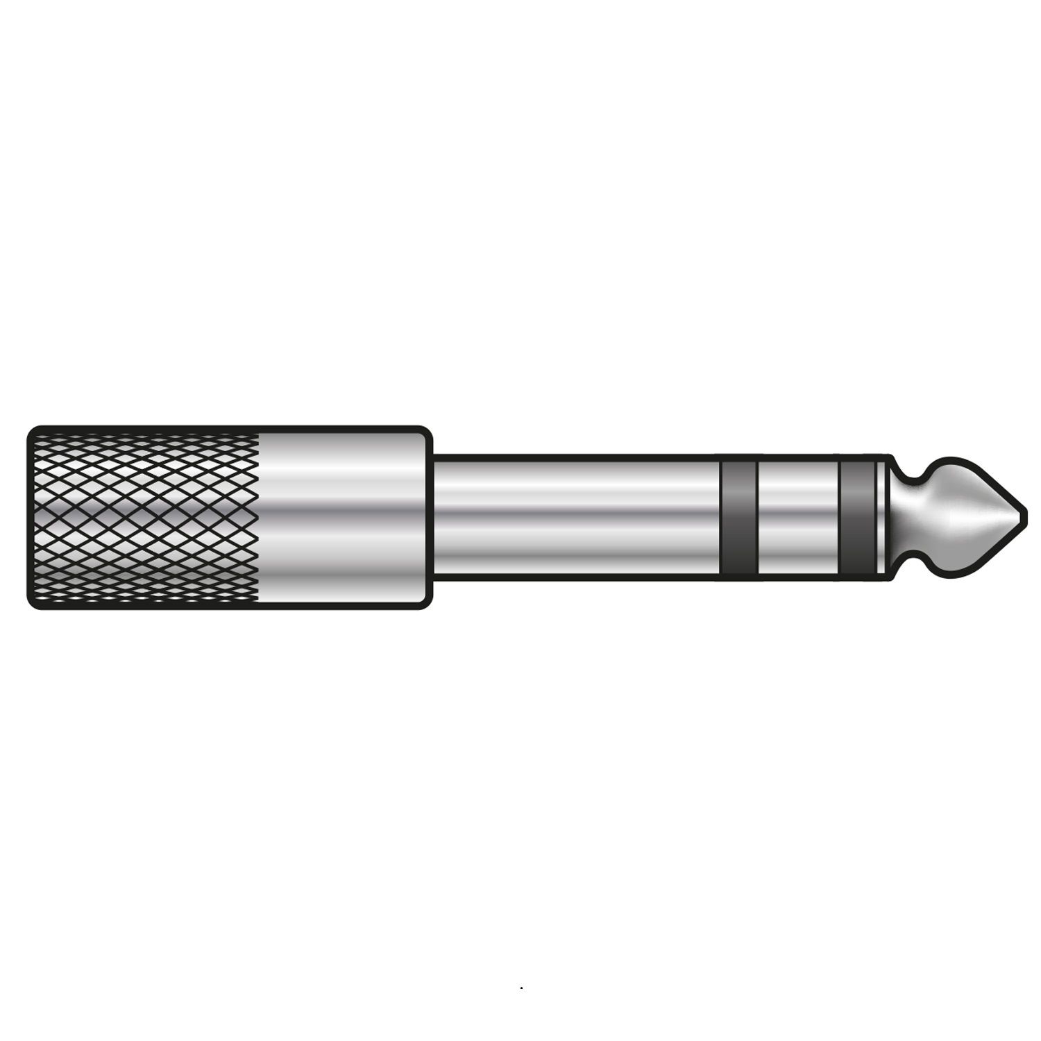 6.3mm stereo jack plug to 3.5mm stereo jack socket - nickel 6.3mm stereo jack plug to 3.5mm stereo jack socket - nickel