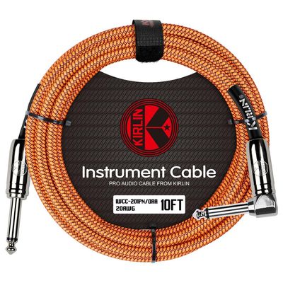 Kirlin Fabric Straight to Angle 10FT Instrument Cable